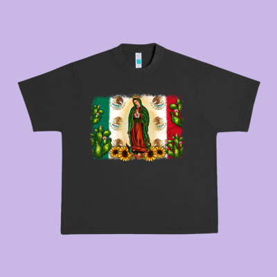 Mexican Flag Our Lady Of Guadalupe Urban Heavy Tee Designed By Jahusdesignshop