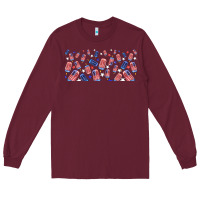 Burgundy American popsicle Long Sleeve Tee - TumblerDesignByShophia