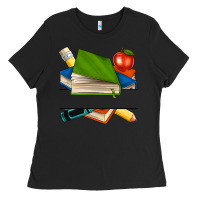 Black custom teacher books Ladies Tee - NancyCooperArtShop