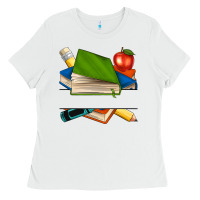 White custom teacher books Ladies Tee - NancyCooperArtShop