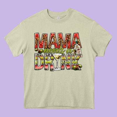 Mama Needs A Drink Heavy Core Tee Designed By Nancycooperartshop
