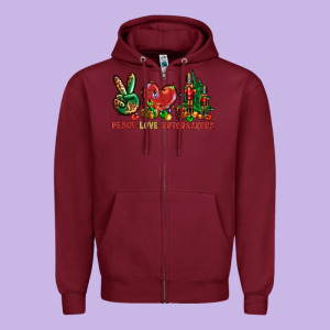 Peace Love Nutcrackers Zipper Hoodie Designed By Bundleandbundleshop