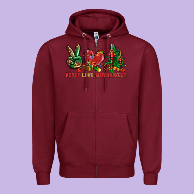 Peace Love Nutcrackers Zipper Hoodie Designed By Bundleandbundleshop