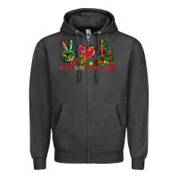 Charcoal Heather Peace Love Nutcrackers Zipper Hoodie - BundleAndBundleShop