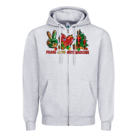 Heather Grey Peace Love Nutcrackers Zipper Hoodie - BundleAndBundleShop