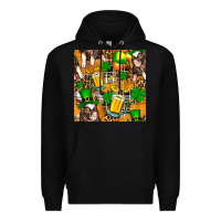 Black St. Patrick's Day Pig With Beer And Shamrock Premium Hoodie - FaDigitalArtStudio