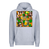 Heather Grey St. Patrick's Day Pig With Beer And Shamrock Premium Hoodie - FaDigitalArtStudio