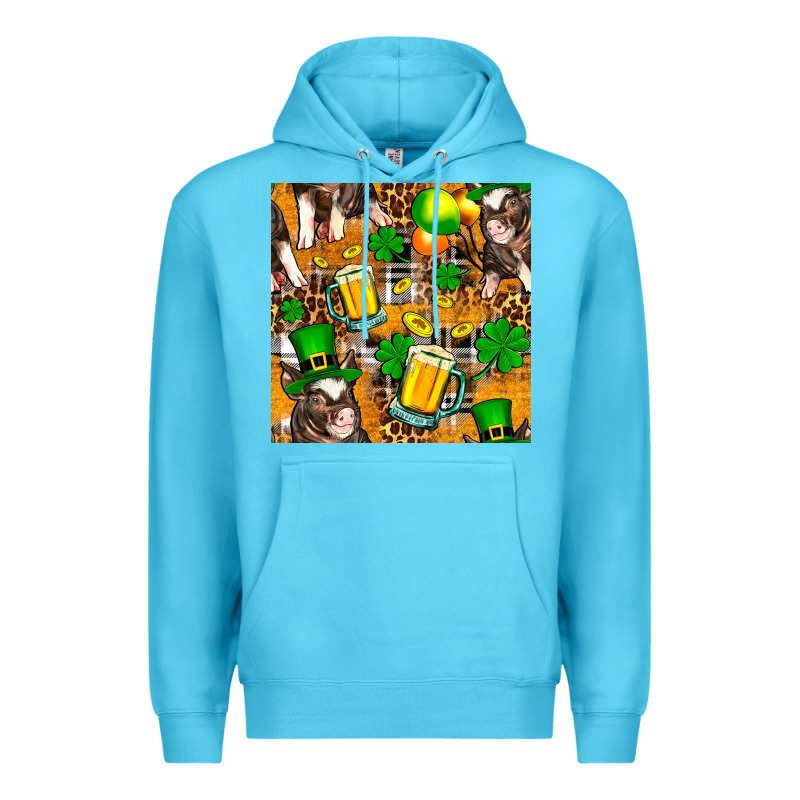St. Patrick's Day Pig With Beer And Shamrock Premium Hoodie by FaDigitalArtStudio | Teevron