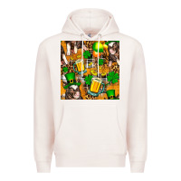 Pale Pink St. Patrick's Day Pig With Beer And Shamrock Premium Hoodie - FaDigitalArtStudio