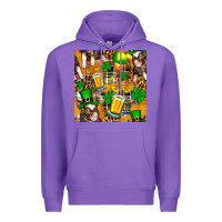 Purple St. Patrick's Day Pig With Beer And Shamrock Premium Hoodie - FaDigitalArtStudio