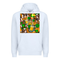 White St. Patrick's Day Pig With Beer And Shamrock Premium Hoodie - FaDigitalArtStudio