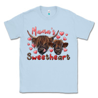 Dusty Blue mama's sweetheart highland cow and calf Classic Tee - RanaPortraitStore