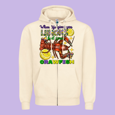 When Life Gives You Lemons Boil Some Crawfish Mardi Gras Zipper Hoodie Designed By Fadigitalartstudio