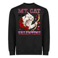 Black my cat is my valentine Heavyweight Sweatshirt - OliviaCreatesArt