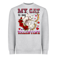 Heather Grey my cat is my valentine Heavyweight Sweatshirt - OliviaCreatesArt