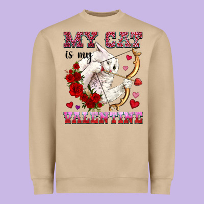 My Cat Is My Valentine Heavyweight Sweatshirt Designed By Oliviacreatesart