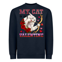 Navy my cat is my valentine Heavyweight Sweatshirt - OliviaCreatesArt