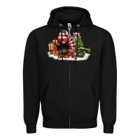 Black christmas gnome and tree Zipper Hoodie - FaDigitalArtStudio