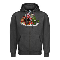Charcoal Heather christmas gnome and tree Zipper Hoodie - FaDigitalArtStudio