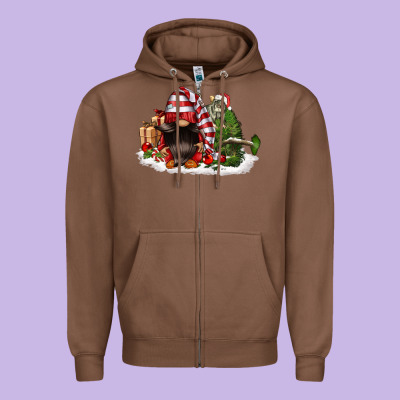 Christmas Gnome And Tree Zipper Hoodie Designed By Fadigitalartstudio