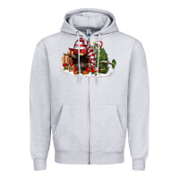 Heather Grey christmas gnome and tree Zipper Hoodie - FaDigitalArtStudio