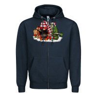 Navy christmas gnome and tree Zipper Hoodie - FaDigitalArtStudio