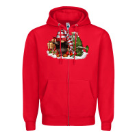 Red christmas gnome and tree Zipper Hoodie - FaDigitalArtStudio