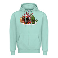 Seafoam christmas gnome and tree Zipper Hoodie - FaDigitalArtStudio