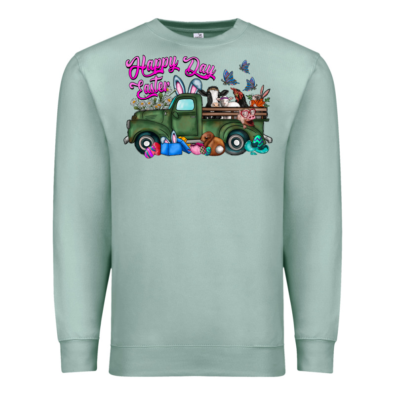 Happy Easter Day Truck Premium Sweatshirt by CowhideDigitalArt | Teevron