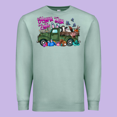 Happy Easter Day Truck Premium Sweatshirt Designed By Cowhidedigitalart