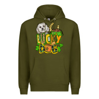 Army Green lucky dog St. Patrick's Premium Hoodie - FaDigitalArtStudio
