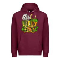 Burgundy lucky dog St. Patrick's Premium Hoodie - FaDigitalArtStudio