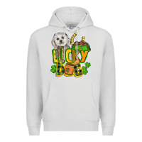 Dove Grey lucky dog St. Patrick's Premium Hoodie - FaDigitalArtStudio