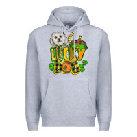 Heather Grey lucky dog St. Patrick's Premium Hoodie - FaDigitalArtStudio