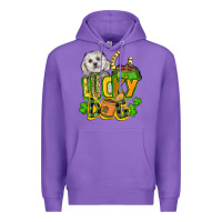 Purple lucky dog St. Patrick's Premium Hoodie - FaDigitalArtStudio