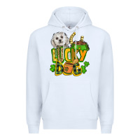White lucky dog St. Patrick's Premium Hoodie - FaDigitalArtStudio
