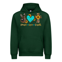 Forest Green peace love faith with cros and sunflower Urban Hoodie - Artiststas