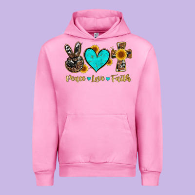 Peace Love Faith With Cros And Sunflower Urban Hoodie Designed By Artiststas
