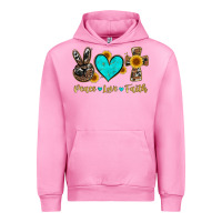 Fuchsia Pink peace love faith with cros and sunflower Urban Hoodie - Artiststas