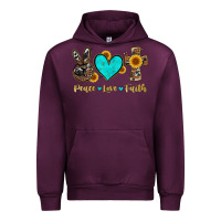 Mauve Wine peace love faith with cros and sunflower Urban Hoodie - Artiststas