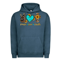 Pigment Midnight Navy peace love faith with cros and sunflower Urban Hoodie - Artiststas