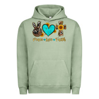 Pigment Oil Green peace love faith with cros and sunflower Urban Hoodie - Artiststas
