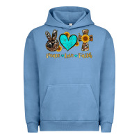 Pigment Pebble Blue peace love faith with cros and sunflower Urban Hoodie - Artiststas