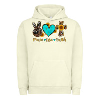 Pigment Pistachio peace love faith with cros and sunflower Urban Hoodie - Artiststas