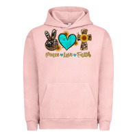 Pigment Salmon peace love faith with cros and sunflower Urban Hoodie - Artiststas