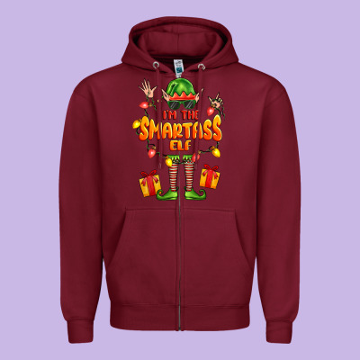 Im The Smartass Elf Zipper Hoodie Designed By Fadigitalartstudio