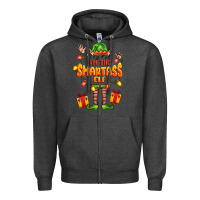 Charcoal Heather im the smartass elf Zipper Hoodie - FaDigitalArtStudio