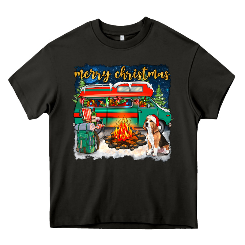 Merry Christmas With Camper Van Heavy Core Tee by NancyCooperArtShop | Teevron