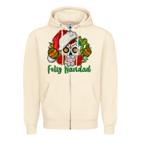 Sandshell Feliz Navidad Skull Zipper Hoodie - BundleAndBundleShop