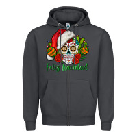 Smoke Feliz Navidad Skull Zipper Hoodie - BundleAndBundleShop